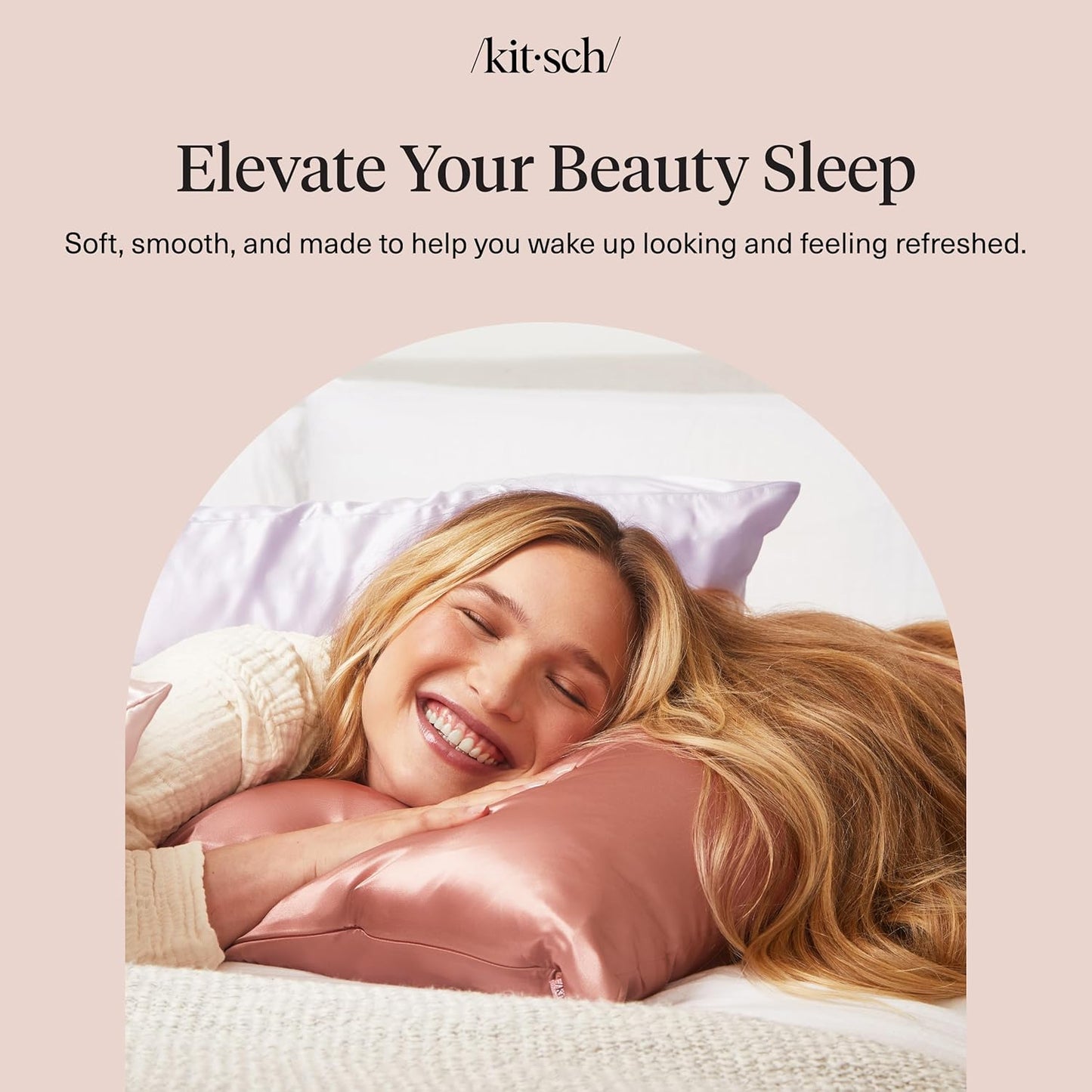 Kitsch Satin Pillowcase with Zipper for Hair & Skin - Softer Than Silk Pillow Cases, Smooth Cooling Satin Pillow Case, Wrinkle-Free, Machine Washable - Pillow Cases Standard Size (19x26) - Blush
