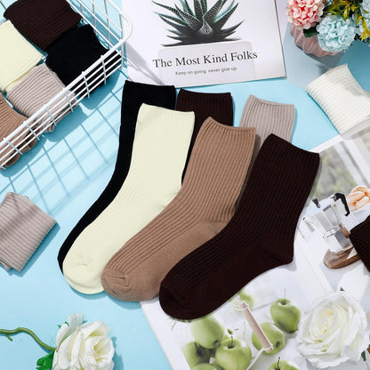 Eurzom 10 Pairs Socks Womens Crew Elastic Ankle Length Cotton Socks Aesthetic Cute Lightweight Low Cut Gifts for Women - Colors A