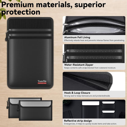 Tamfile Fireproof Document Bag with 2 Pack Fireproof Organizer Travel Bag