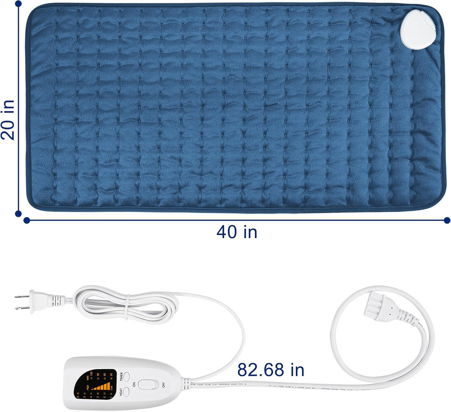 Electric Heating pad with 6 Heat Settings, Auto Shut Off, Dry Electric Heating for Back Neck Knee Arms Legs Shoulder Heat Pads for Christmas Birthday Father Mother's Day (24"X12", Gray Green)