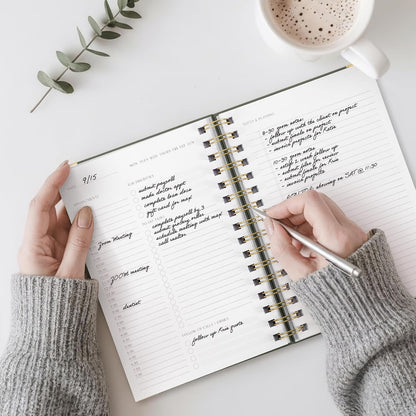 Aesthetic Daily Planner And Notebook With Hourly Schedule - Spiral Notepad
