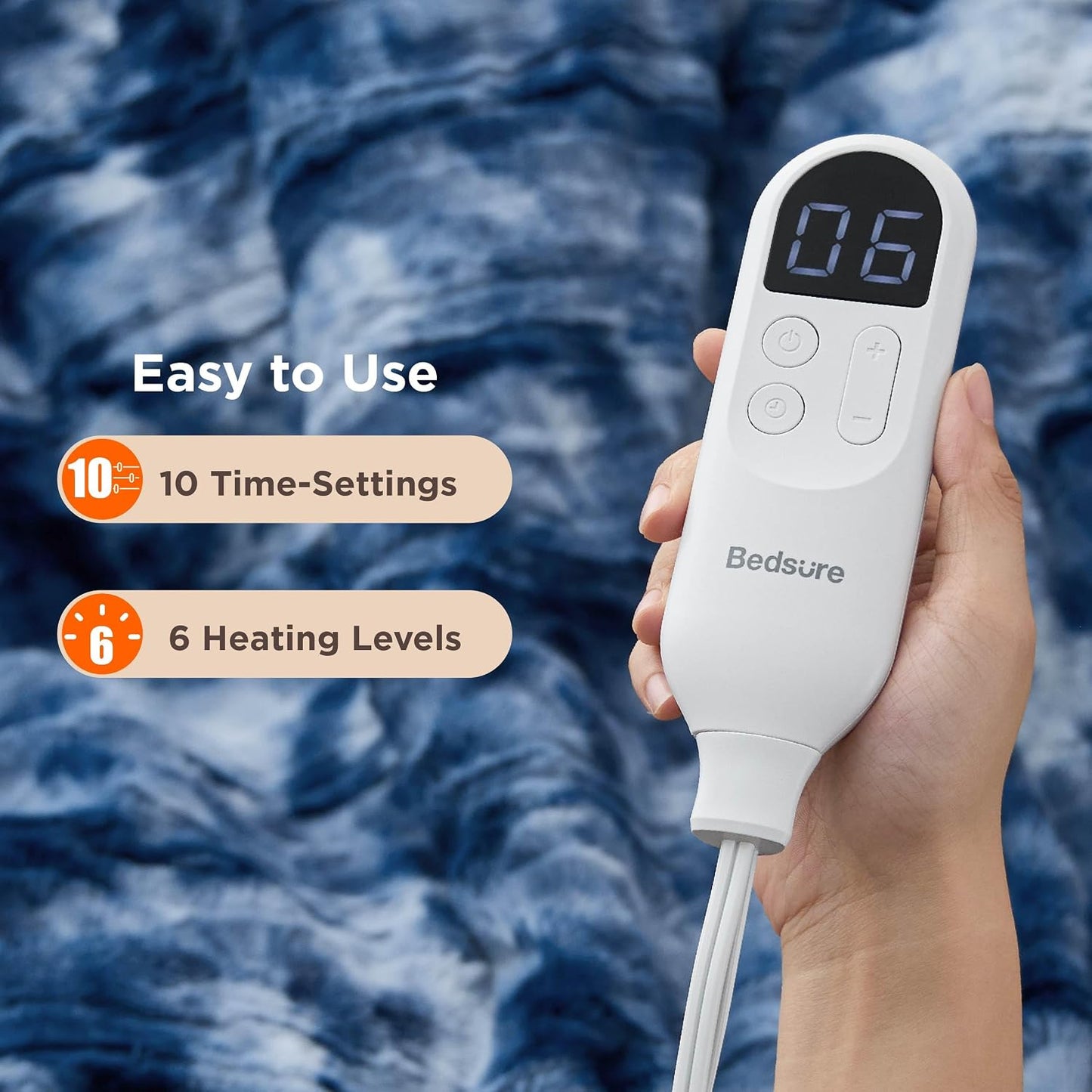 Bedsure Heated Blanket Throw Blanket with Preheat Function - Fast Heating Electric Blanket, Soft Flannel Throw with 6 Time Settings(Up to 10H), 6 Heating Settings, Gifts for Grandma (50"x60", Cream)