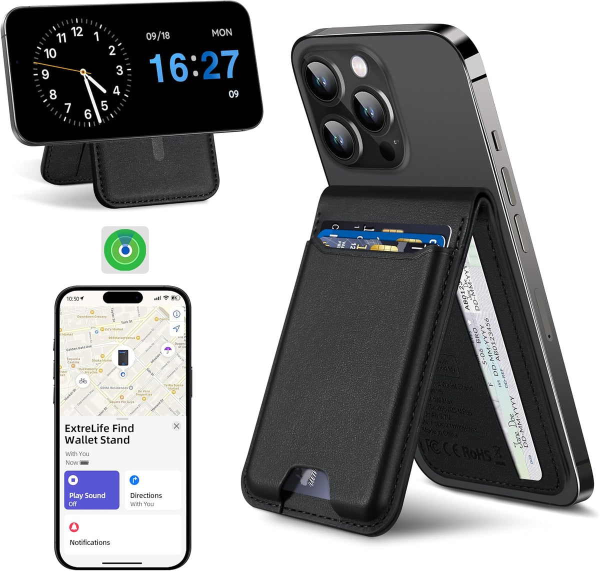 ExtreLife for Magsafe Wallet, Works with Apple Find My, 6 Cards Holder