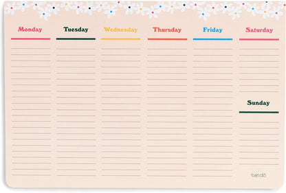 ban.do Weekly Planner Notepad, Desk Planner/Calendar Pad with 52 Sheets, Undated Weekly Desktop Calendar/Agenda (Pink/Green)