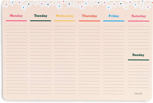 ban.do Weekly Planner Notepad, Desk Planner/Calendar Pad with 52 Sheets, Undated Weekly Desktop Calendar/Agenda (Pink/Green)