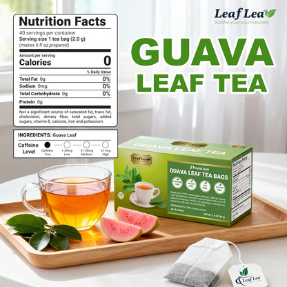 LeafLea Guava Leaf Tea Bags, Guava Leaves Tea, Caffeine-Free, 120 Count