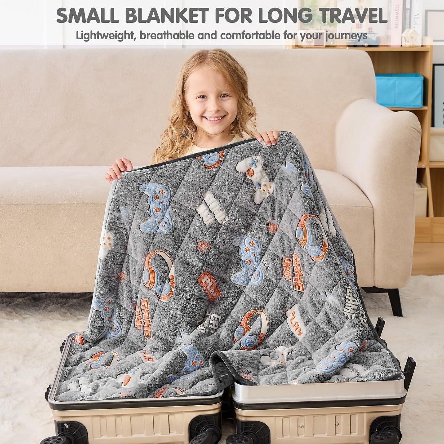 yescool Weighted Lap Pad 2 Pounds Weighted Lap Blanket, Space Plane Small Weighted Blanket, Weighted Throw Blanket Gifts for Travel Indoor Outdoor, 20"x30"