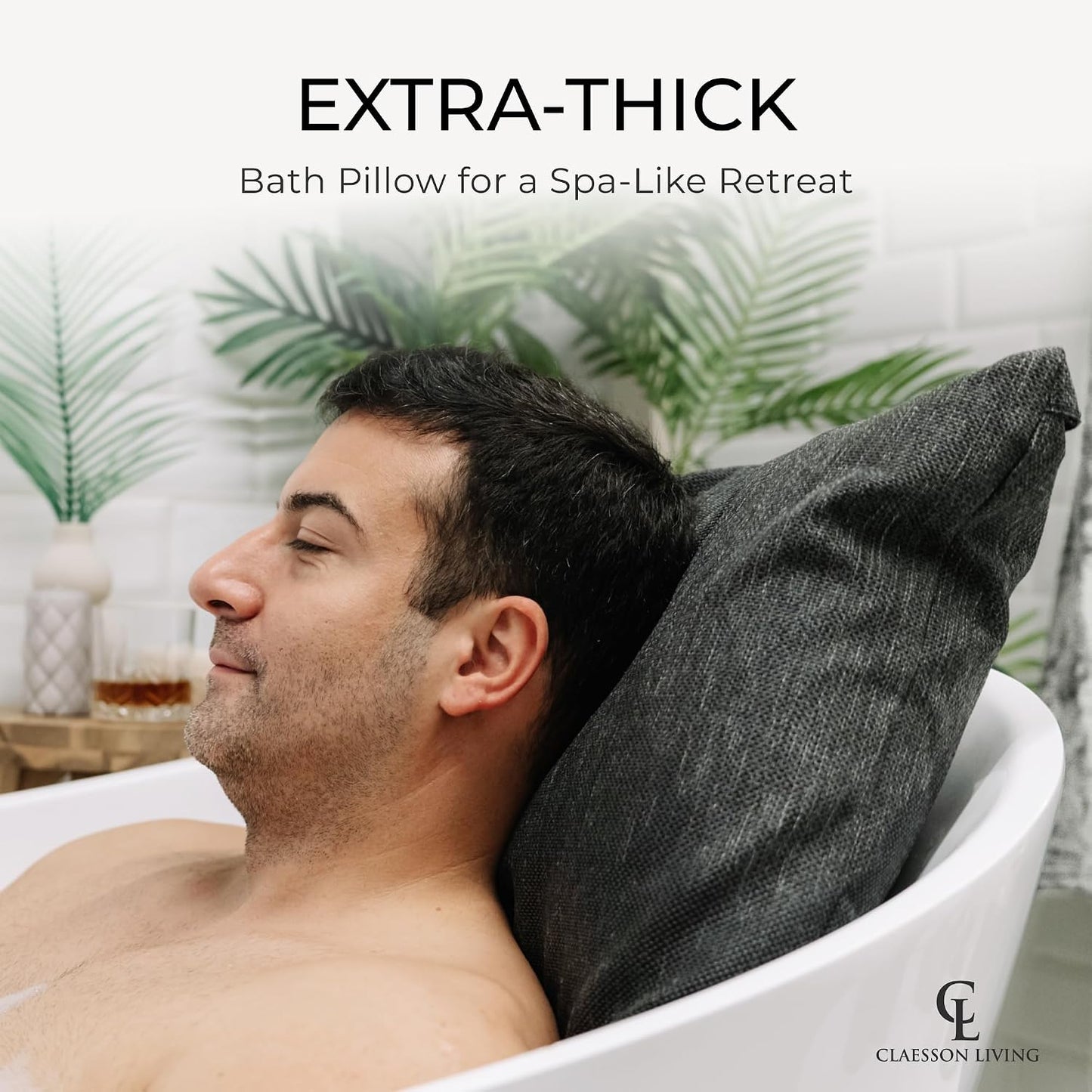 Luxury Bath Pillow for Tub - Thick and Comfortable Bathtub Pillow Support for Head and Neck and Back - Washable Quick-Drying Bath Pillows - Bath Cushion for Home Spa - Fits Any Bathtub - Light Gray