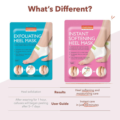 Purederm Exfoliating Foot Peeling Mask & Foot Peel for Dry Cracked Heels (1 Pack) – Dead Skin & Callus Remover for Feet, Rough Skin Care for Baby Soft Feet