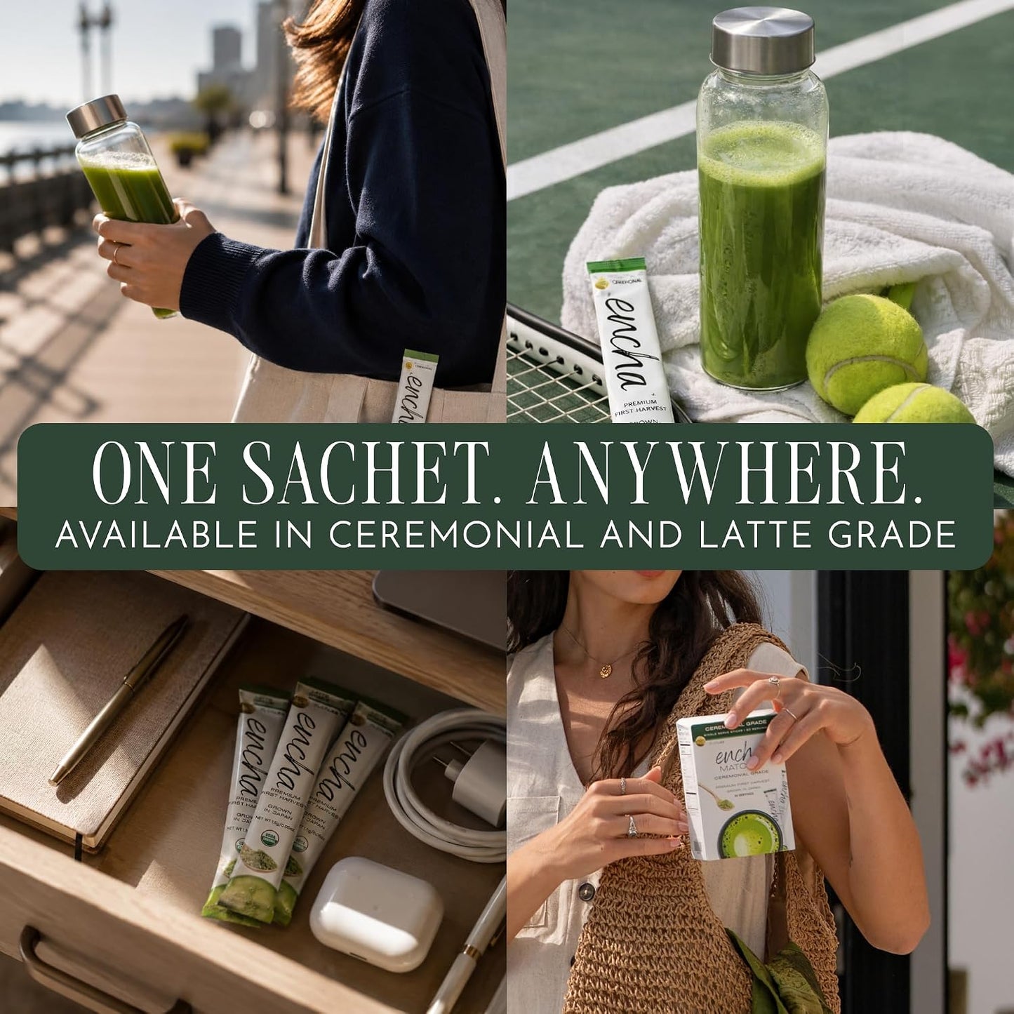Encha Matcha - Latte Grade Matcha Powder - Unsweetened, First Harvest, Organic Green Tea Powder From Uji, Japan (30G/1.06 Ounce) Premium for Latte, Smoothie - Caffeine, L-Theanine