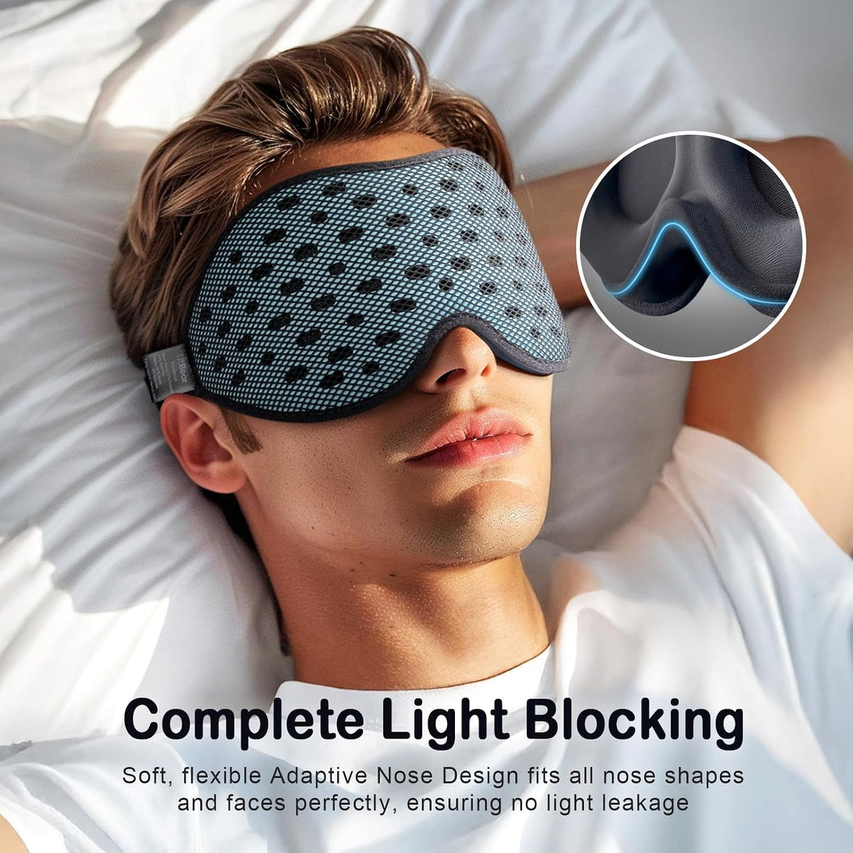LitBear Breathable Sleep Mask, 3D Eye Mask Sleep for Side Sleeper Women Men