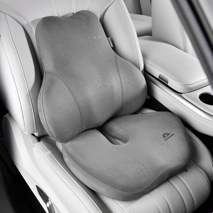 Coverado Car Lumbar Support Pillow and Car Neck Pillow Kit, Ergonomic Design Car Headrest Pillow for Driving, Relax Back Head Muscles Relieve Driving Fatigue, Breathable & Removable Cover, Gray
