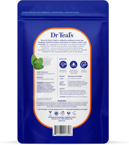 Dr Teal's Epsom Salt Magnesium Soak, Pre & Post Workout with Menthol & Essential Oils, 3 lbs