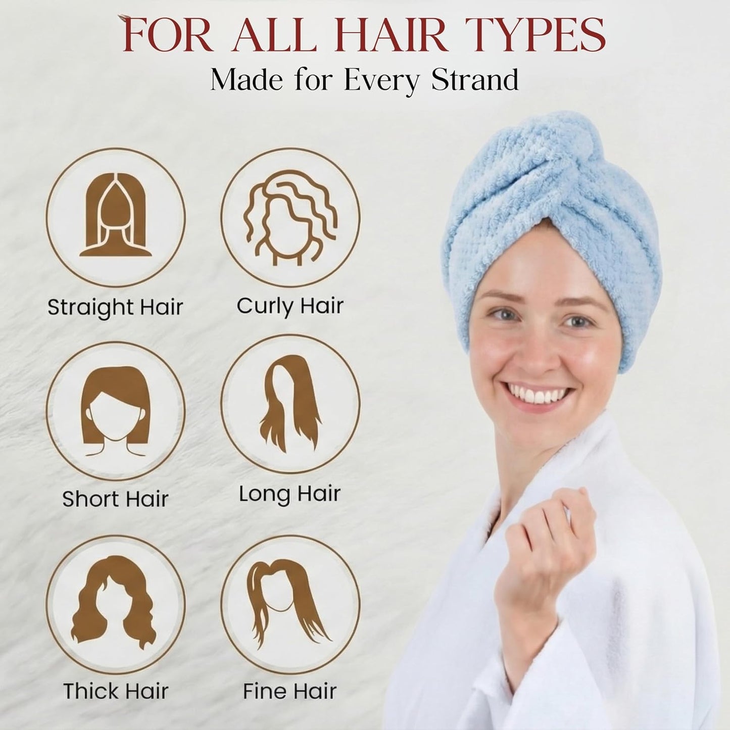 3 Pack Microfiber Hair Towel Wrap for Women 26 x 10 in | Hair Drying Towel with Button |Hair Turban Towel Quick Dry Coral Fleece Head Towels (Pink + Blue + Grey)