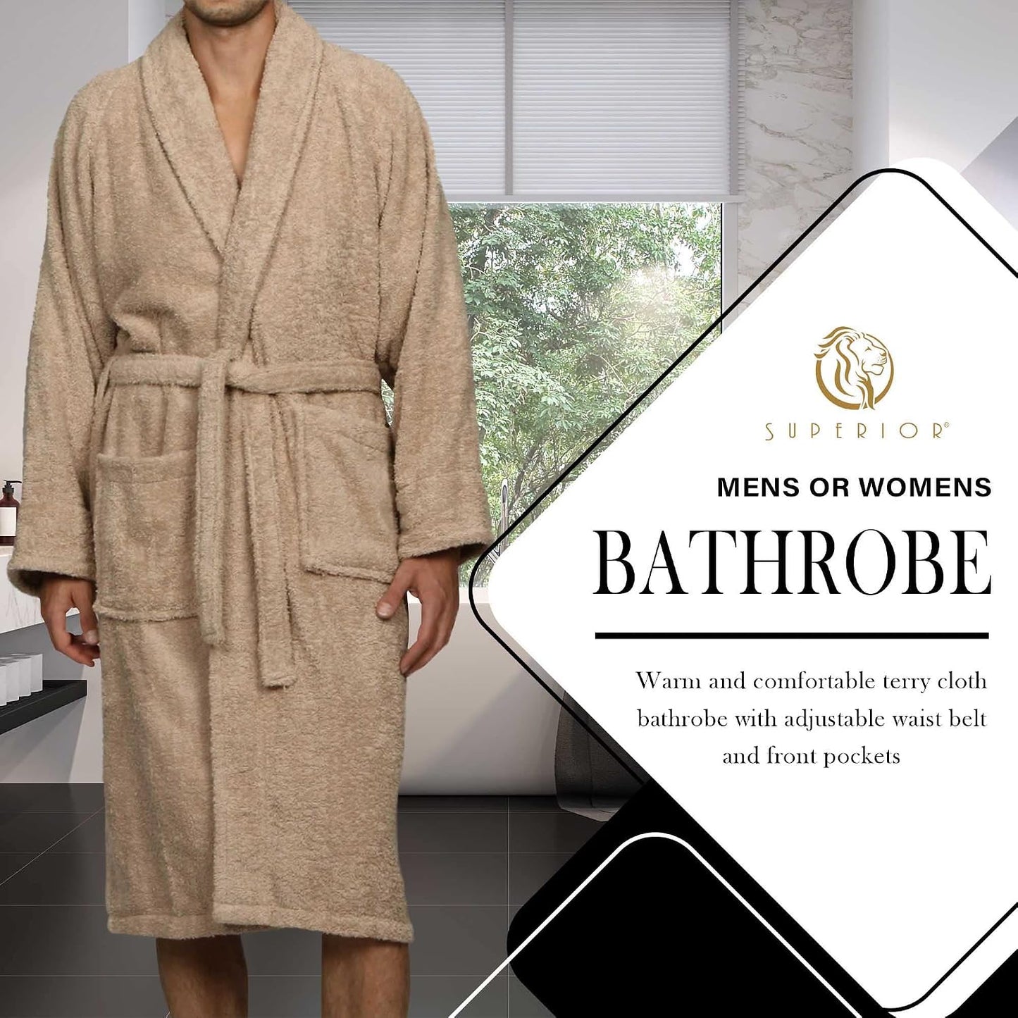 Cotton Unisex Terry Robe, Soft And Absorbent Robes For Men And Women, Bathroom Accessories