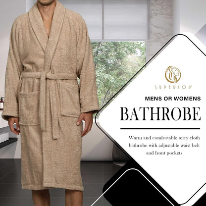 Cotton Unisex Terry Robe, Soft And Absorbent Robes For Men And Women, Bathroom Accessories