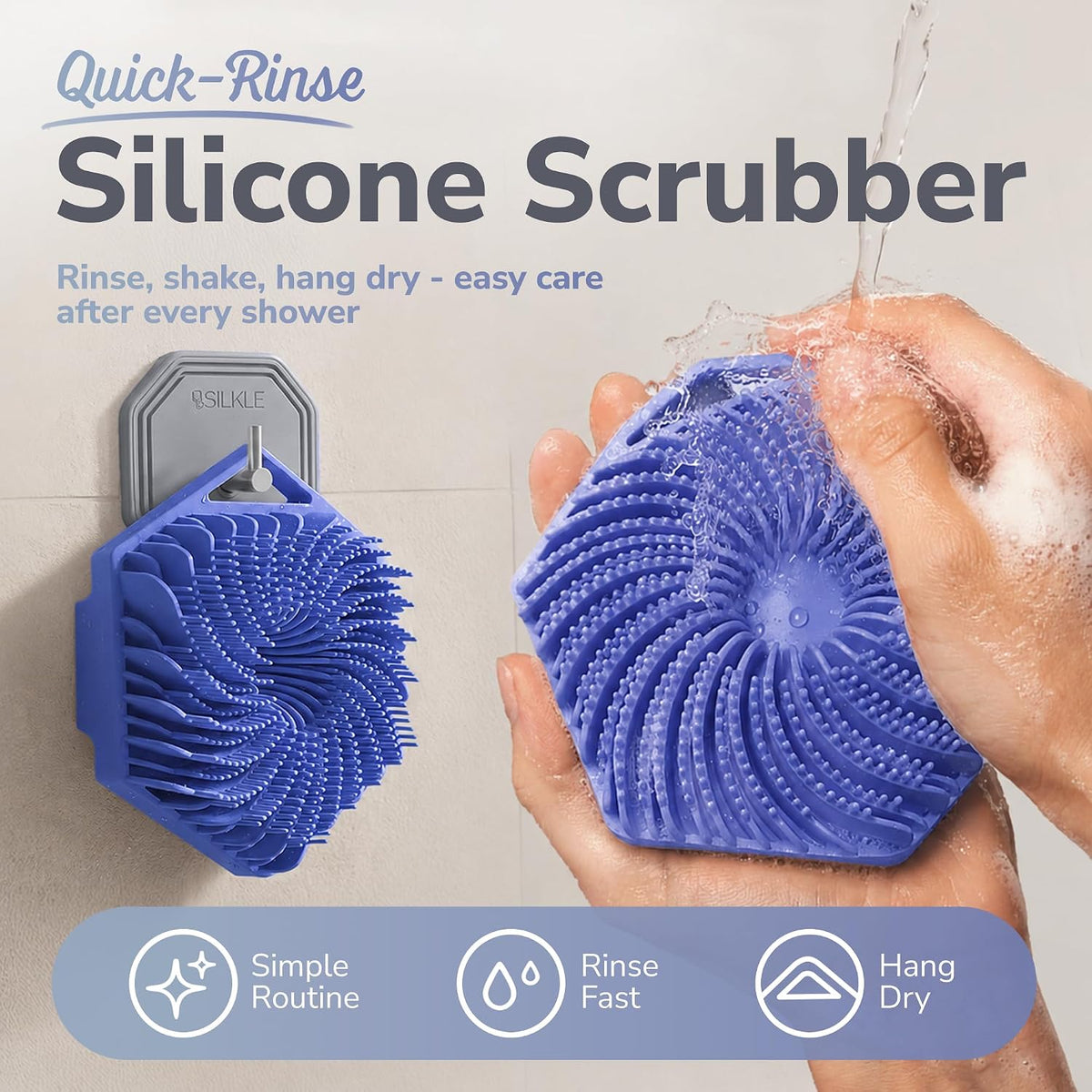 SILKLE Silicone Body Scrubber Exfoliator, Shower Scrubber & Silicone Loofah