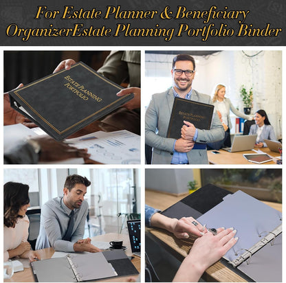 chiazllta Estate Planning Portfolio Binder with Index Tab Divider End of Life Planner When I Die Organizer Binder PU Leather 3 Ring Organizing Wills Trusts Powers of Attorney Final Wishes (Black)