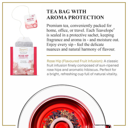 Ronnefeldt Teavelope Rose Hip Fruit Tea Bags, Caffeine Free, 25 Ct
