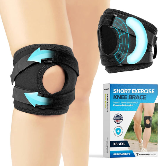 BraceAbility Patella Knee Brace for Women and Men - Patella Stabilizer Brace for Kneecap Dislocation, Patellofemoral Pain, Runners Knee, Tendonitis, MCL LCL Arthritis, Patellar Tendon, ACL (XS)