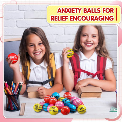 Liliful 100 Pcs Motivational Stress Balls Bulk Inspirational Squeeze Balls for Adults Anxiety Relief Fidget Toys Office Employee Gifts Classroom Rewards 2.2 Inch (Bright Colors)