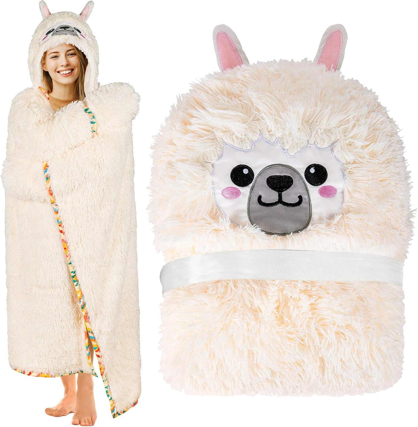Penguin Wearable Hooded Blanket for Adults – Super Soft Warm Cozy Plush Flannel Fleece & Sherpa Hoodie Throw Cloak Wrap - Penguin Gifts for Women Adults Girls and Kids