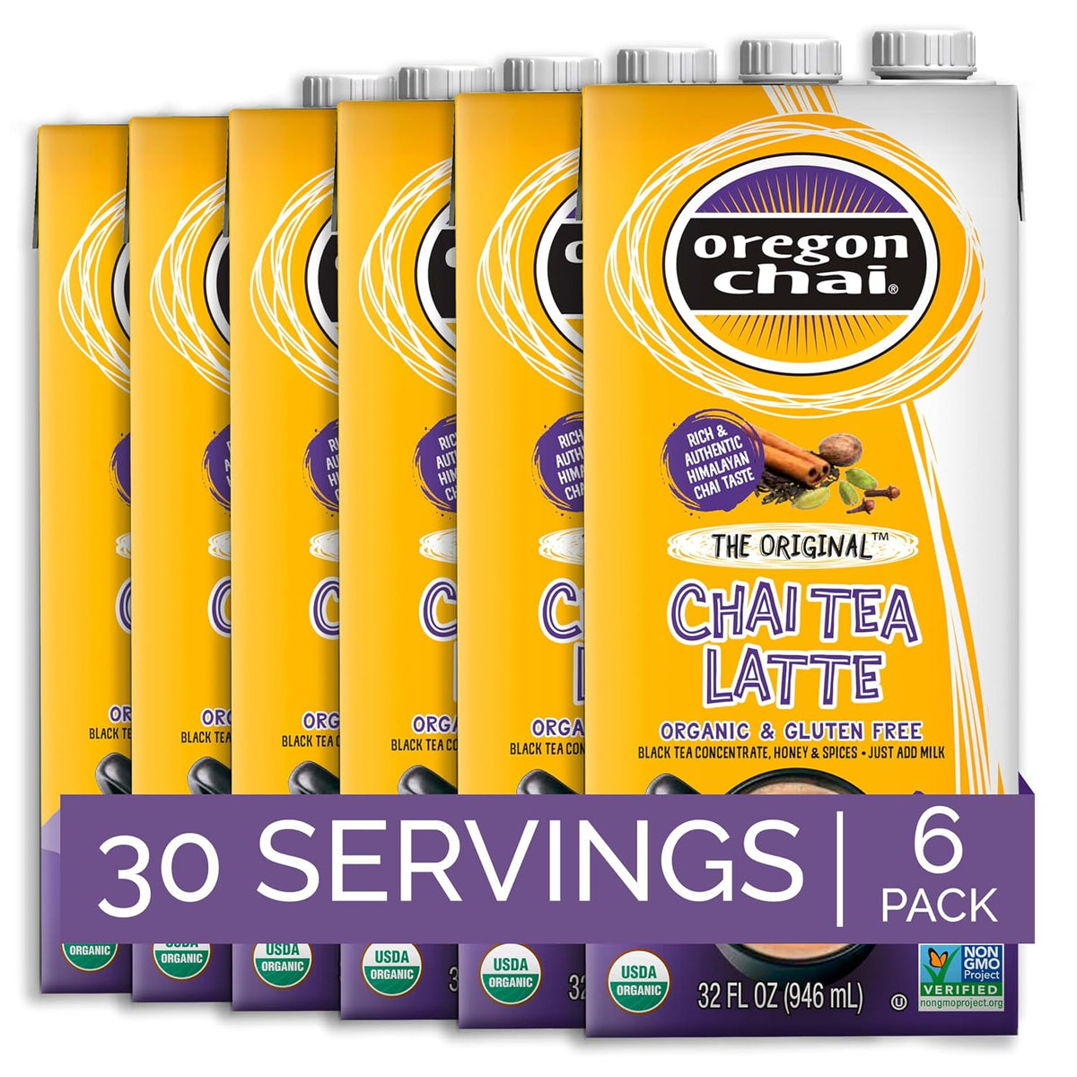 Oregon Chai Original Chai Concentrate, 32 Fluid Ounce (Pack of 6)