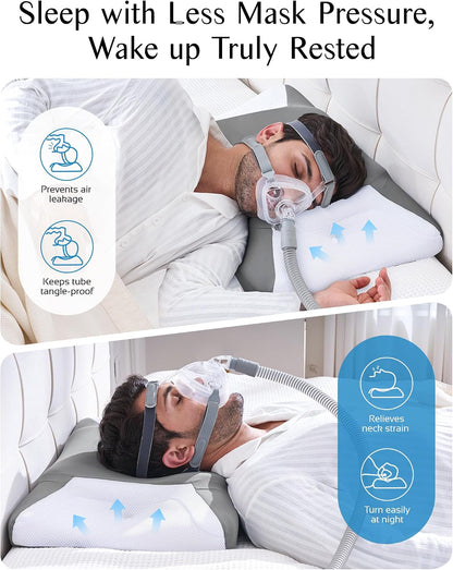 CPAP Pillow for Sleeping, HSA/FSA Sleep Apnea Pillow for All CPAP Masks Users to Reduce Air Leaks, Masks Pressure, Memory Foam with Cooling & Breathable Pillowcase for Side Back Sleeper