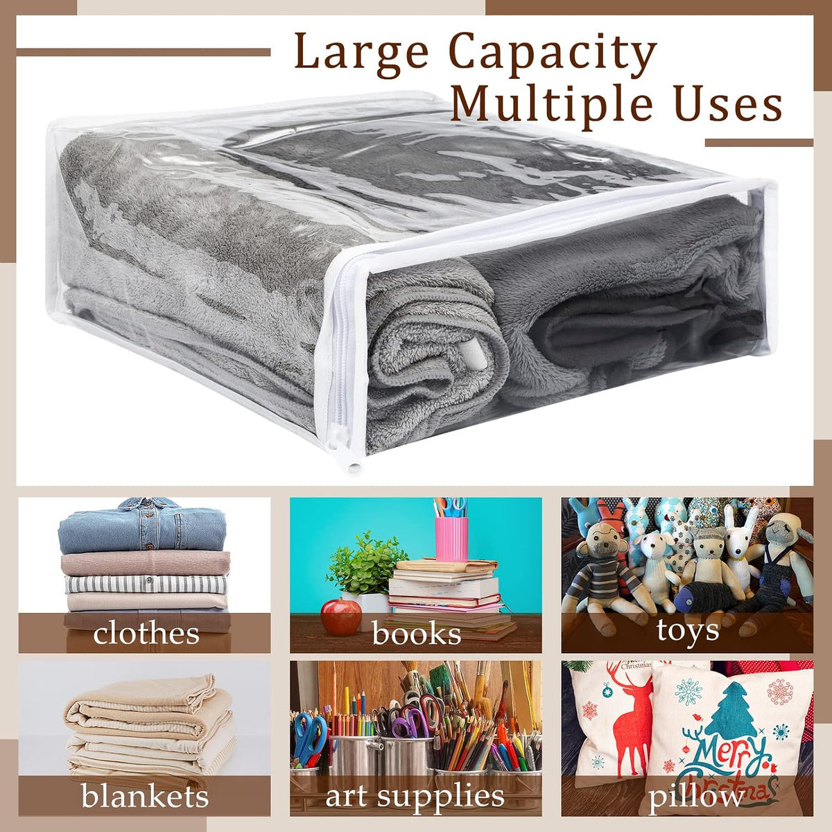 Kingdder 16 Pcs Clear Zippered Storage Bags Plastic Sweater Bag with Zipper