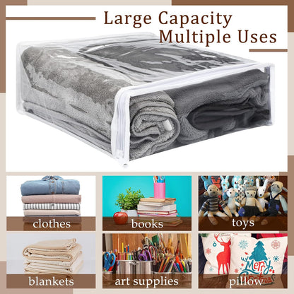 Kingdder 16 Pcs Clear Zippered Storage Bags Plastic Sweater Bag with Zipper