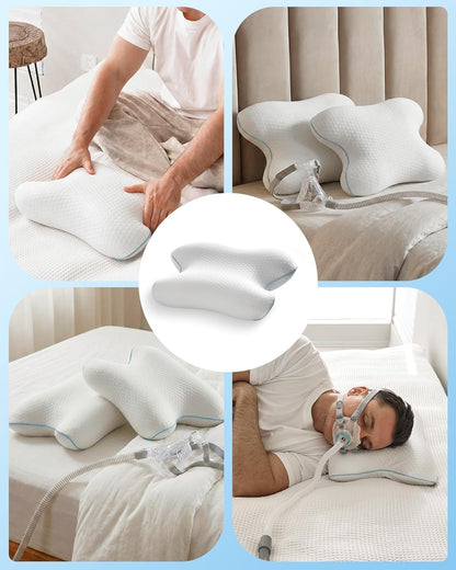 Elviros CPAP Pillow for Sleeping, HSA/FSA Ergonomic Adjustable Height Neck Support Memory Foam Bed Pillow for CPAP Users with Sleep Apnea, Suitable for Side and Back Sleepers