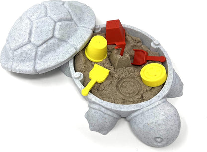 Munnygrubbbers - Mini Desktop Turtle Sand Box - 6 x 6 in - Stress Relief - Made in USA - Includes Moldable Play Sand and Mini Tool - Novelty Gift - Desktop Decor - Zen Garden - (Green)