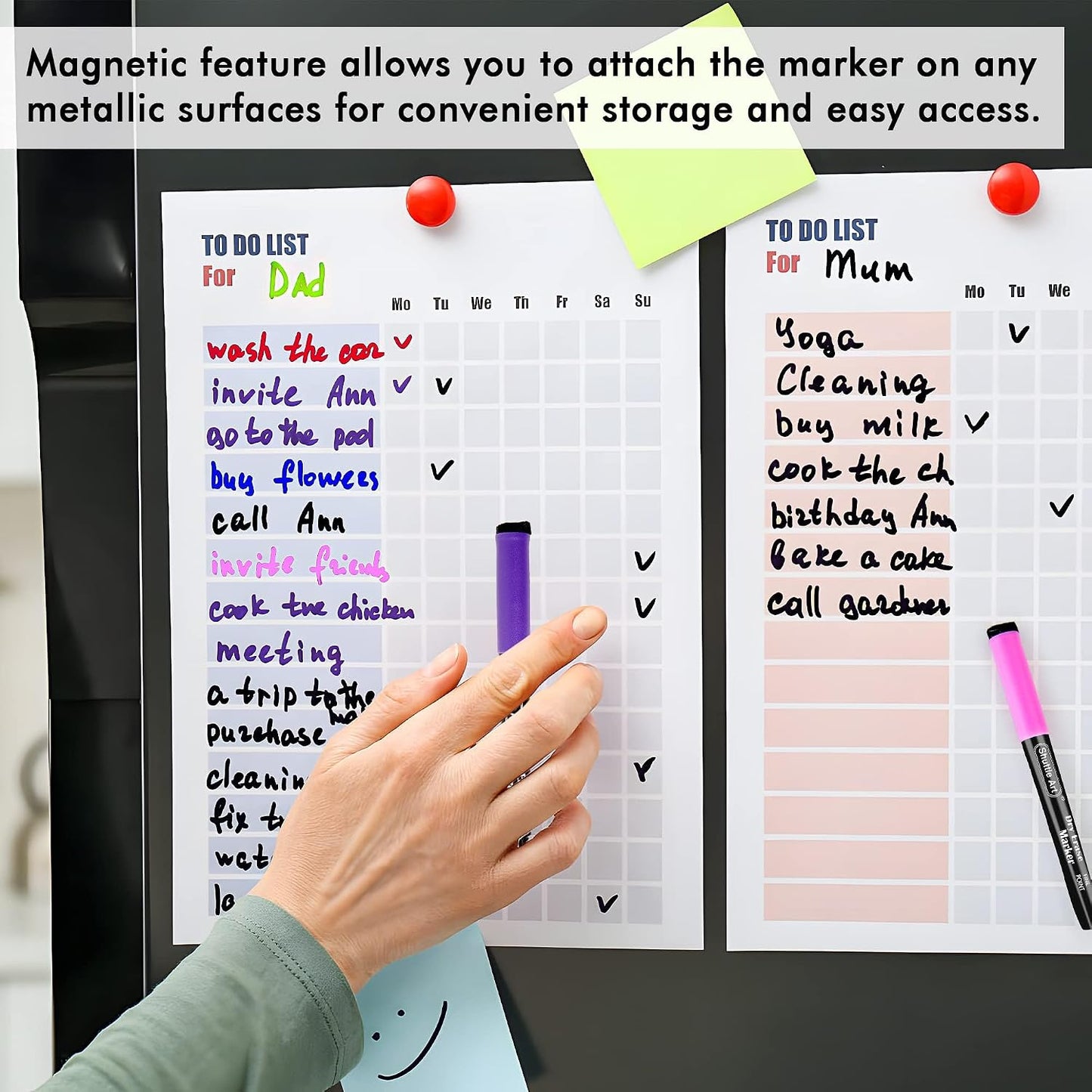 Shuttle Art Magnetic Whiteboard Markers, 20 Pieces Fine Tip and Eraser, Dry Erase Whiteboard Markers, for Writing on Whiteboards, Weekly Planner, Glass for School Office Home