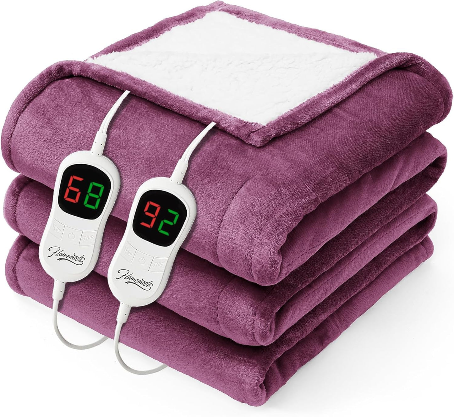 Homemate Electric Heated Blanket Twin - 62"x84" Heating Bed Blankets Throw with 10 Heating Levels 8 Hours Auto Off Fast Heating Over-Heated Protection Ultra Soft Warm Flannel ETL Certified Grey - Colors A
