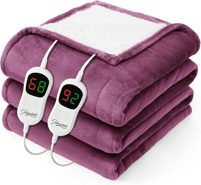 Homemate Electric Heated Blanket Twin - 62"x84" Heating Bed Blankets Throw with 10 Heating Levels 8 Hours Auto Off Fast Heating Over-Heated Protection Ultra Soft Warm Flannel ETL Certified Grey - Colors A