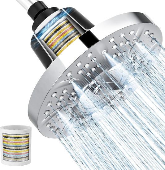 SR SUN RISE 7-Inch Filtered Shower Head with High Pressure Spray,Chrome