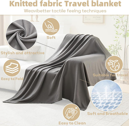 Travel Blanket Airplane - Ultra Soft & Lightweight Knit Design
