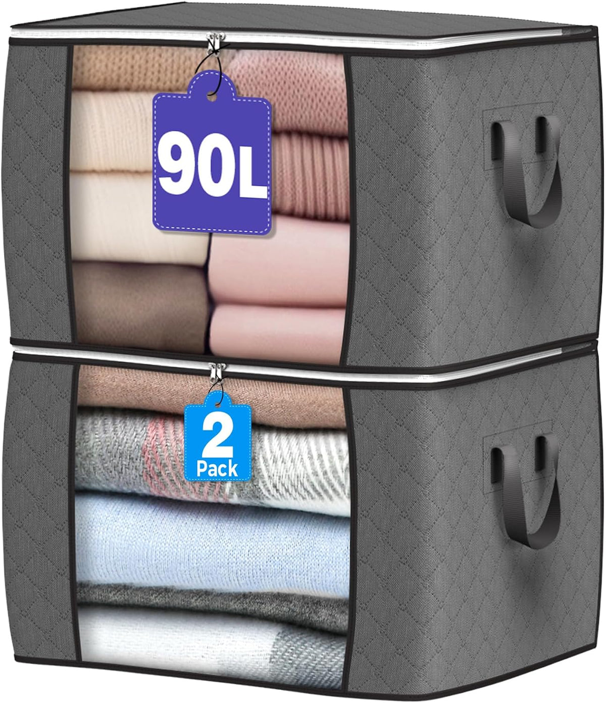 90L Large Storage Bags, Clothes Storage Bins Closet Organizers