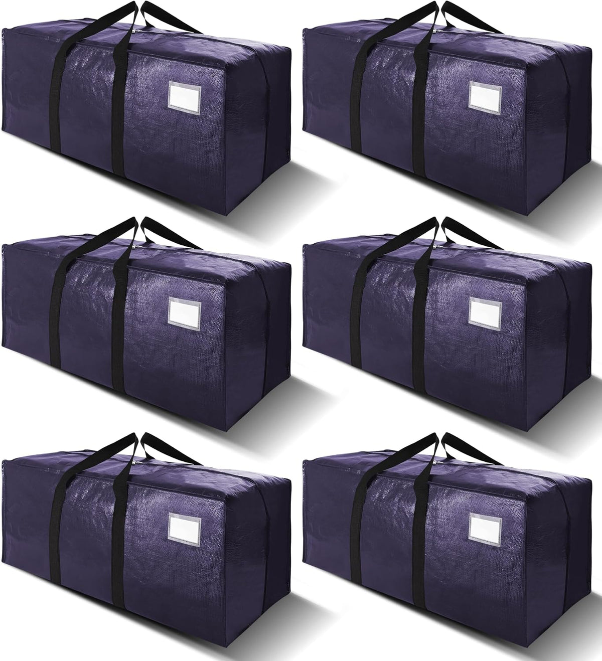 VELVETSURE Heavy Duty Extra Large Moving Bags W/Backpack Straps - Strong Handles & Zippers, Storage Totes For Space Saving, Fold Flat, Alternative to Box and Bin (Set of 6, Multicolor)