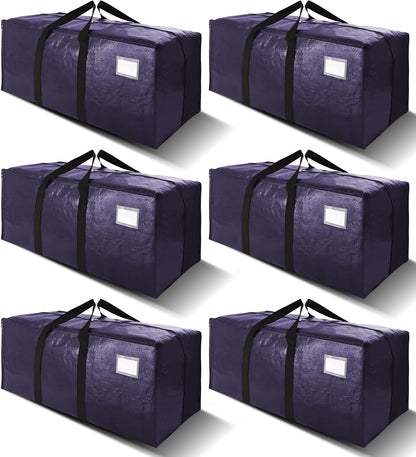 VELVETSURE Heavy Duty Extra Large Moving Bags W/Backpack Straps - Strong Handles & Zippers, Storage Totes For Space Saving, Fold Flat, Alternative to Box and Bin (Set of 6, Multicolor)