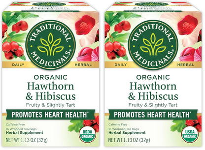 Traditional Medicinals Organic, Hibiscus Tea - Supports Normal Heart Health & Cardiovascular Wellness - Kosher, Non-GMO, Caffeine-Free, Compostable - 16 Tea Bags
