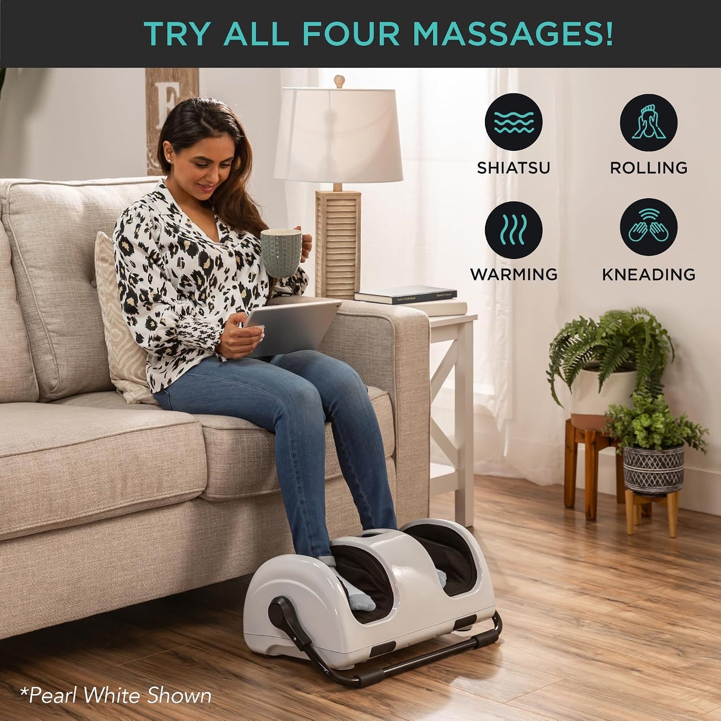 Best Choice Products Shiatsu Foot Massager with Heat for Plantar Fasciitis & Neuropathy, Kneading Foot & Calf Massager with Remote, 360° Adjustable Handle, Rolling & Compression Massage - Satin Black