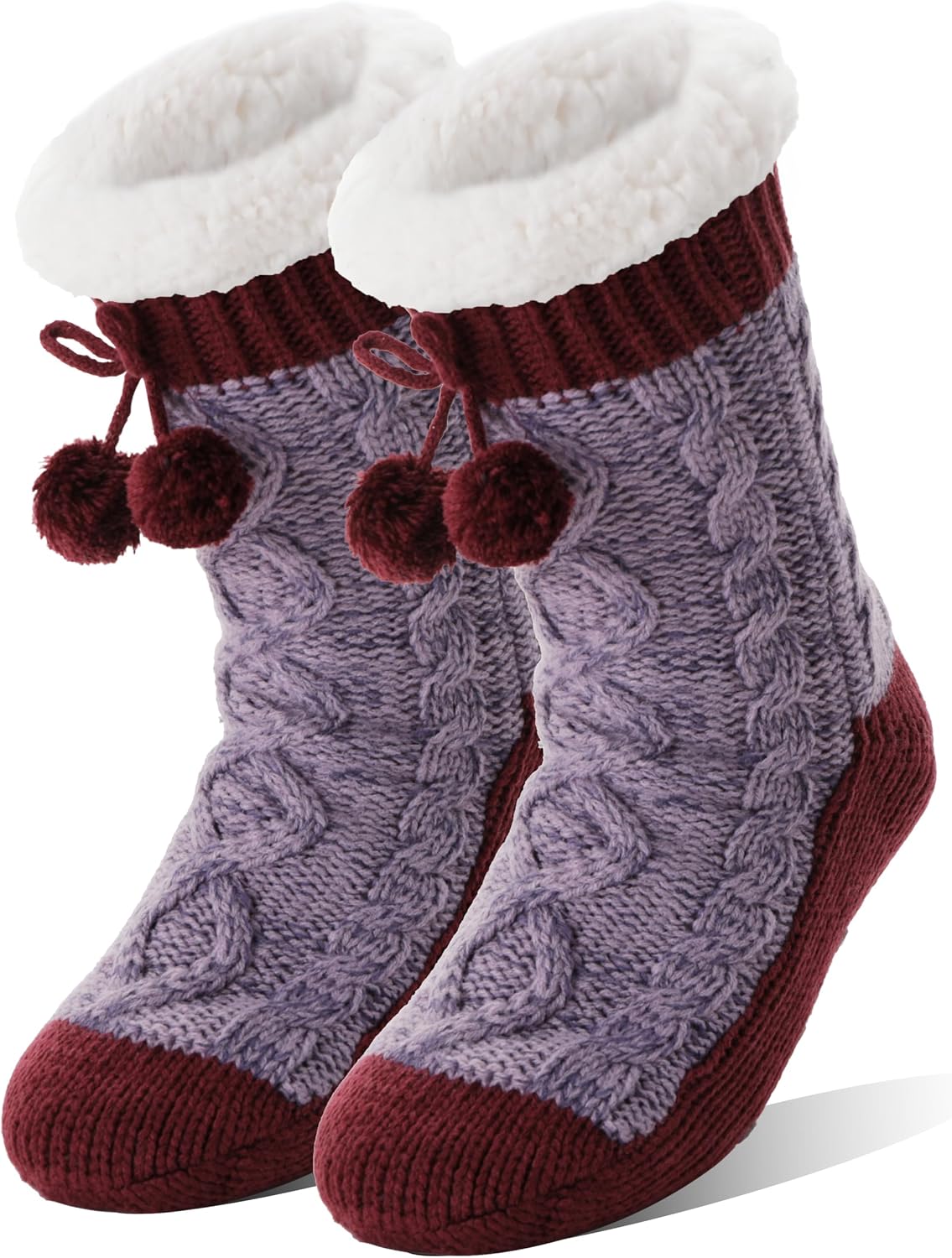 Welwoos Womens Slipper Fuzzy Grips Socks Fluffy Winter Warm Thick Thermal Cozy Plush Non Slip Cabin Soft Fleece Socks