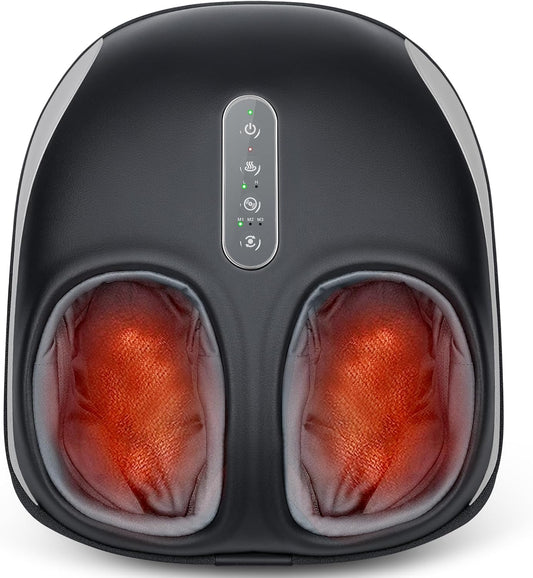 Nekteck Foot Massager Machine with Heat, Shiatsu Feet Massage for Plantar Fasciitis & Neuropathy, HSA Eligible Massage Tools, 360° Air Compression & Deep Kneading Therapy (Deep Black)