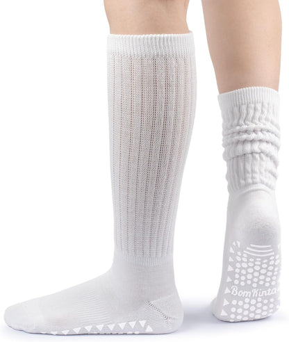 BomKinta Pilates Socks with Grips for Women Yoga Grippy Slouch Scrunch Sock