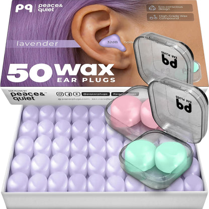 PQ Silicone Gel Ear Plugs for Sleeping and Swimming - 50 Noise Cancelling Earplugs, Ear Protection with Sound Blocking Level 32Db, Soft Wax Pillows (50 Pillows), Color: White