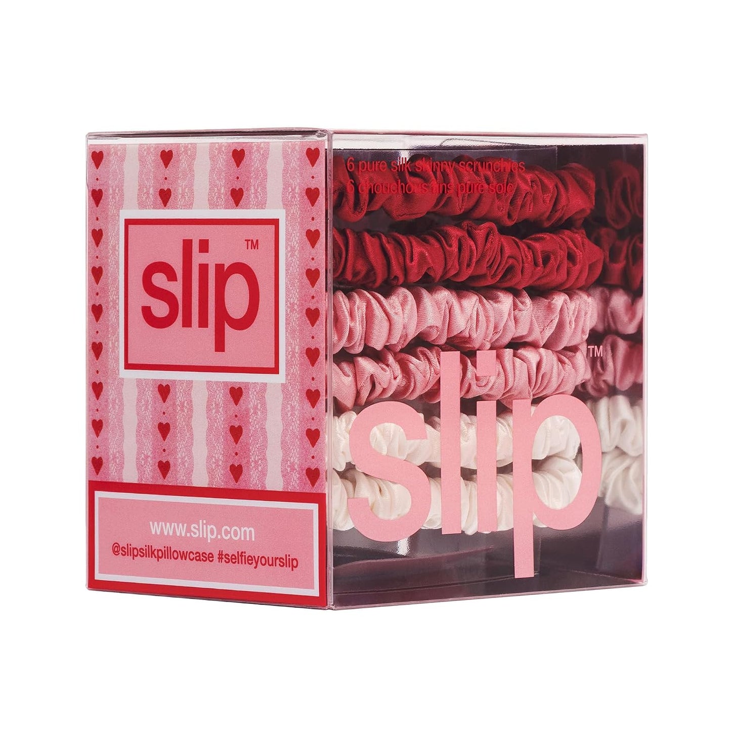 Slip Silk Hair Ties — Skinny Silk Black Scrunchies, No Damage, No Crease, Anti-Breakage |100% Mulberry Silk | All Hair Types | Made with Proprietary Slipsilk™ | Set of 4
