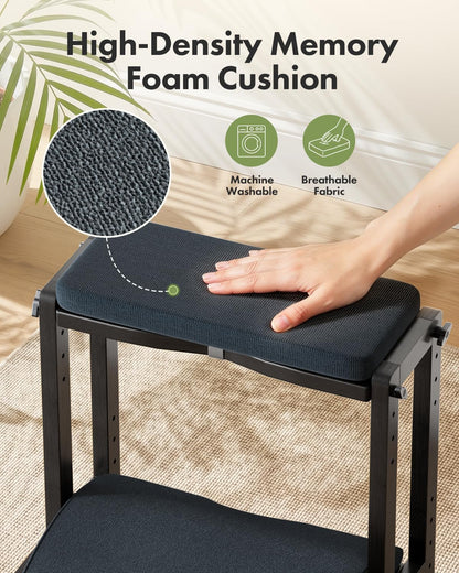 Amazer Bamboo Under Desk Footrest with Cushion 3-in-1, Reversible Ergonomic Wood Rocking Foot Rest for Under Desk at Work, Adjustable Foot Stools with Washable Cover, Desk Leg Rest for Home Office