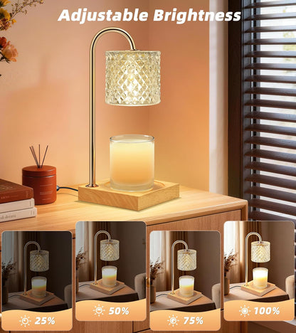 TigQiang Candle Warmer Lamp with Timer Dimmer, Birthday Gifts for Women Mom, House Warming Gifts, Elegant New Home Decor, Wax Warmer for Jar Candles, Heater Lamp for Scented Wax, Amber Glass