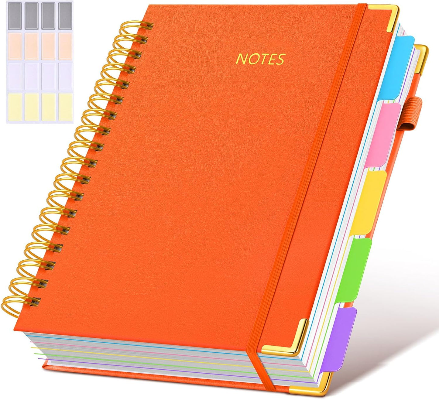 Hardcover Spiral Notebook journal with Removable Dividers Tabs, 300 Pages Leather 5 Subject Notebook College Ruled, 8"x10" Large B5 Notebooks for Work School Note taking, Lined Journal for Women,Black